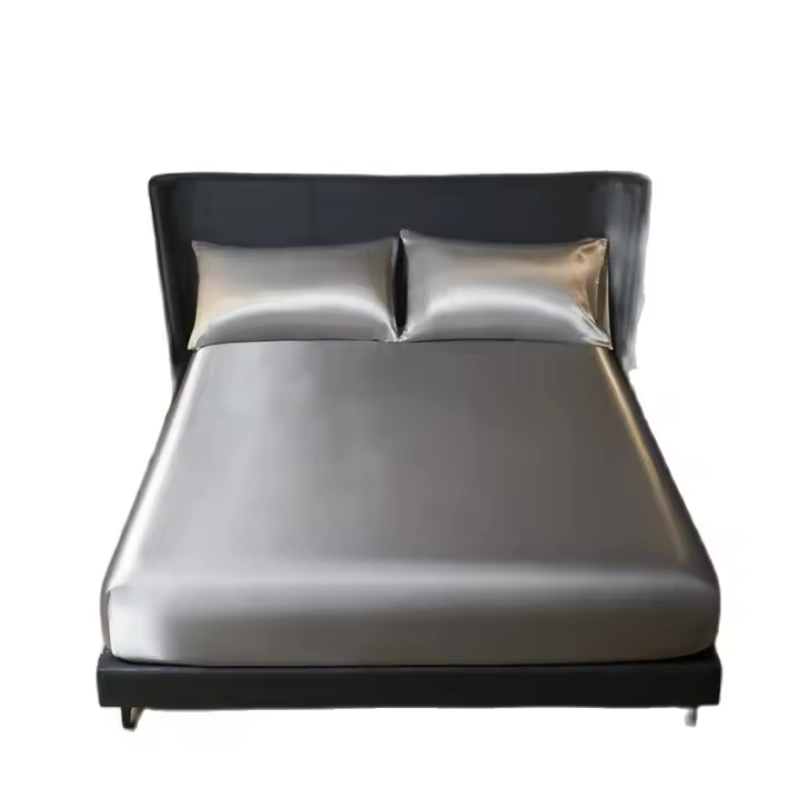 UPzo Sábana De Lujo En Satén De 3 Piezas Color Sólido Fundas Para MESA Y Almohadas Cubiertas Para Cama Con Banda Elástica En Los Cuatro Esquinas - 1