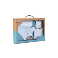 SET DE BAMBÚ DOU DOU BANDANA Y MORDEDOR MUSELINA OSO, CAJITA IDEAL REGALO,MARCA INTERBABY - details 0