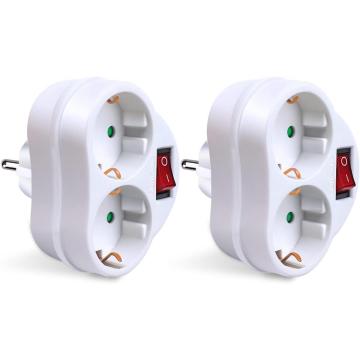✅ Enchufe Múltiple Vertical 2 Tomas | Diseño Compacto Ahorra Espacio | Ideal Hogar U Oficina | Blanco