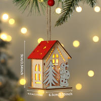 Colgante De Navidad De Casa De Madera Con Esqueleto De Nieve Santa Claus Oso Reindeer Decoración Luminosa Para El Hogar - details 5