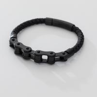 Pulsera De Cuero Trenzado Con Cadena De Bicicleta Y Hebilla De Metal Estilo Punk Retro Para Hombres Joyería De Fiesta De Motocicleta Y Ciclismo - details 0