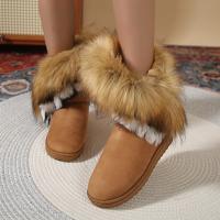 Botas De Invierno Para Mujer 2023 Nuevas Bota Corta De Algodón Con Forro De Poliéster Grueso Y Fleece Antideslizante Botas De Nieve Cálidas Y Planas - details 2