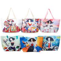 Bolso de playa plegable grande con cremallera con diseño de La Menina Bolso de hombro ligero y duradero con monedero incluido, ideal para compras, camping y viajes, diseño de hojas tropicales impreso, múltiples colores disponibles - details 0