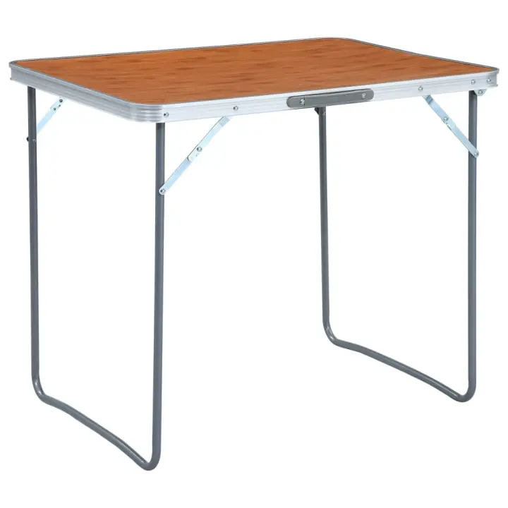 vidaXL Mesa de Camping Plegable con Estructura Metálica 80x60 cm Jardín Color Gris,  Marrón, y mas - 1