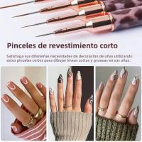 Set De 5 Pinceles De Arte De Uñas Con Diseño De Leopardo Herramienta Profesional Para Dibujar Líneas Estriadas En Gel UV Y Pintura De Uñas - details 8