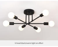 Lámpara De Techo LED Retro Industrial Con 6 Cabezas Material Hierro Trabado Luz Moderna Para Sala De Estar Decoración E27 - details 11