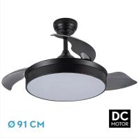 FABRILAMP Ventilador Dc Cala Negro 48w 4800lm 3asp.desp 91d 6 Velocidades 3000-4000-6000k Remoto+temporiza+memoria Incluye mando a distancia y dos tijas de 10 y 25 centímetro Productos originales calidad de confianza - details 4