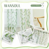 Conjunto De Cortinas De 2 Paneles Translúcidas Blancas Con Hojas Para Sala De Estar Y Dormitorio Material De Poliéster 100% - details 2