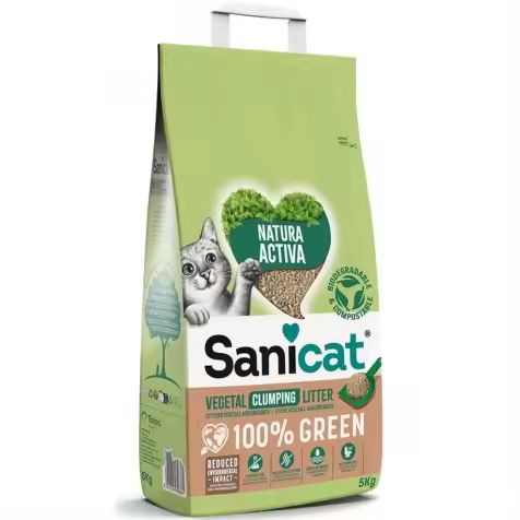 Arena Aglomerante Sanicat 100 % Green para Gatos 3 x 5 kg - 1