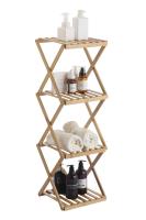 Estantería de bambú Plegable de 4 Niveles, Ideal para guardarropa, en el baño y como estantería de Cocina, estantería para decoración, sin Montaje, Estrecha, Ahorra Espacio, 29.8 x 28 x 91 cm - details 0