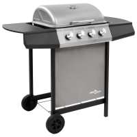 vidaXL Barbacoa de Gas con 4 Fogones Quemador Parrilla Asador Cocinar Color Negro,  Negro y plateado,  Plateado y mas - details 1