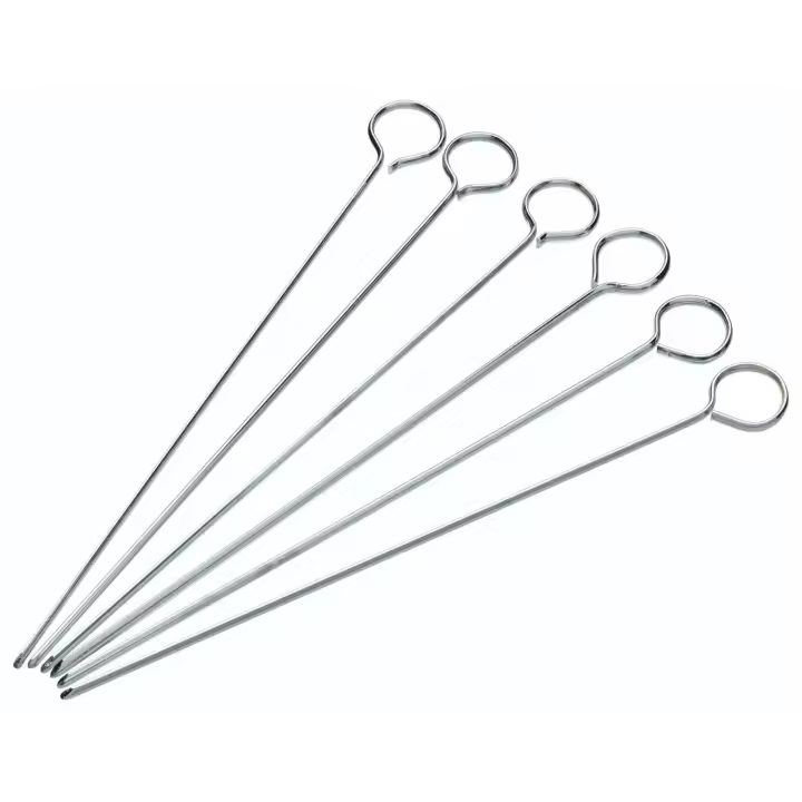 KitchenCraft Pinchos Planos para Barbacoa, Brochetas de Carne de Acero Inoxidable, 20 cm, 6 Unidades - Color Plateado - 1