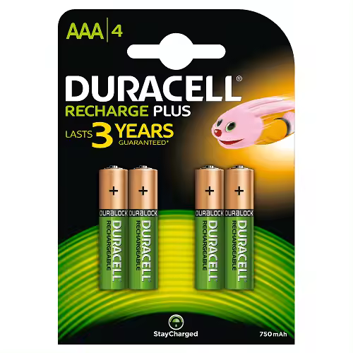 Pila duracell HR03 AAA 850mAh pack 4 pilas - 1