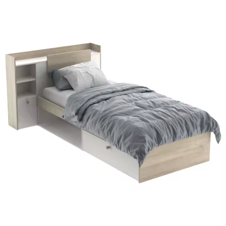 Miroytengo Cama Juvenil Life Con Cabecero Color Roble Kronberg Y Blanco 90x190-200 cm - 1