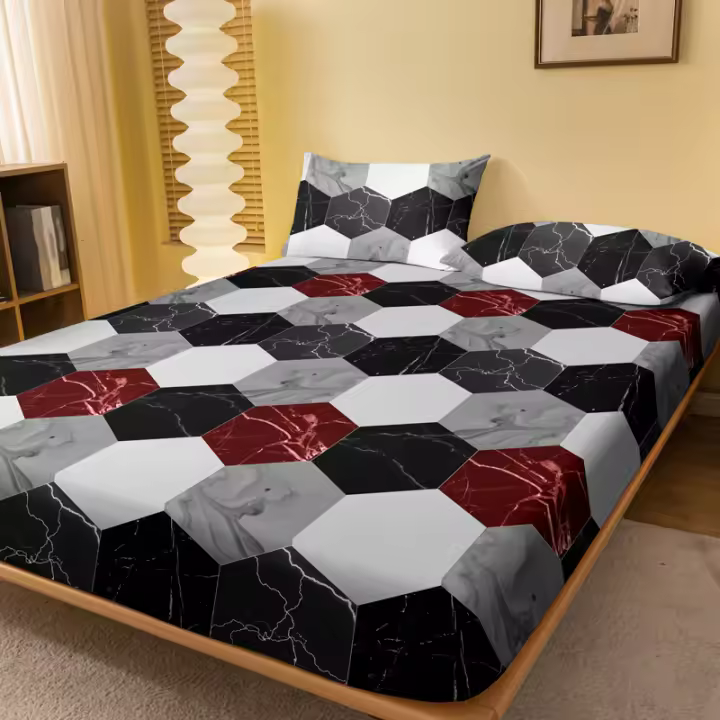 Funda De Suelo De Marfil Con Patrón De Moda 1 Pieza Poliéster 100% Funda De Cama Con Estampado Geométrico Para Dormitorio - 1
