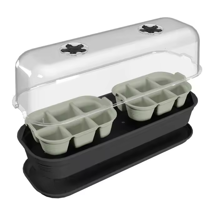 Mini invernadero de cultivo con semilleros y cubierta Green basics Elho L - 1