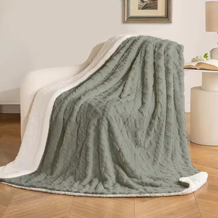 Nuevo&Almeritex Manta Sofa de Borrego, Manta Doble Cara Franela y Sherpa, 100% Poliester, Suave y Caliente para Invierno, 130x160 160x220 220x240 - 1