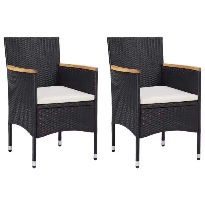 vidaXL Sillas de comedor para jardín 2 unidades ratán sintético negro - 1