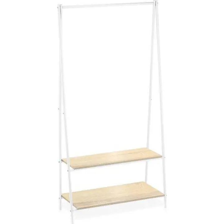 Confortime - Perchero Metal Madera 2 Niveles Blanco - Perchero Práctico y Funcional con Diseño Moderno y Estilizado - Duradero y Versátil para Diferentes Espacios - 1
