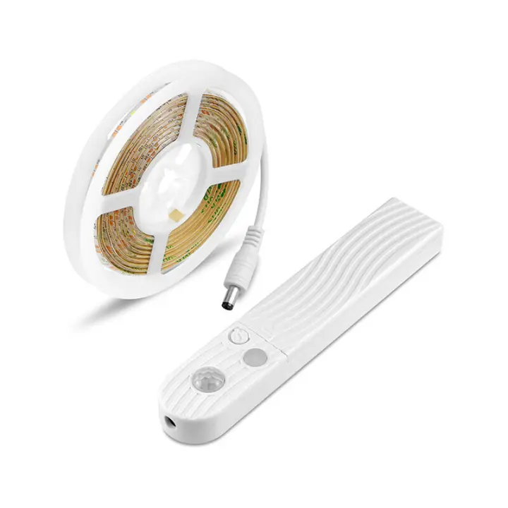 Luz LED con sensor de movimiento de 3 m para armarios debajo de las escaleras de la cocina con sensor de encendido y apagado, caja magnética autoadhesiva (blanco cálido) - 1