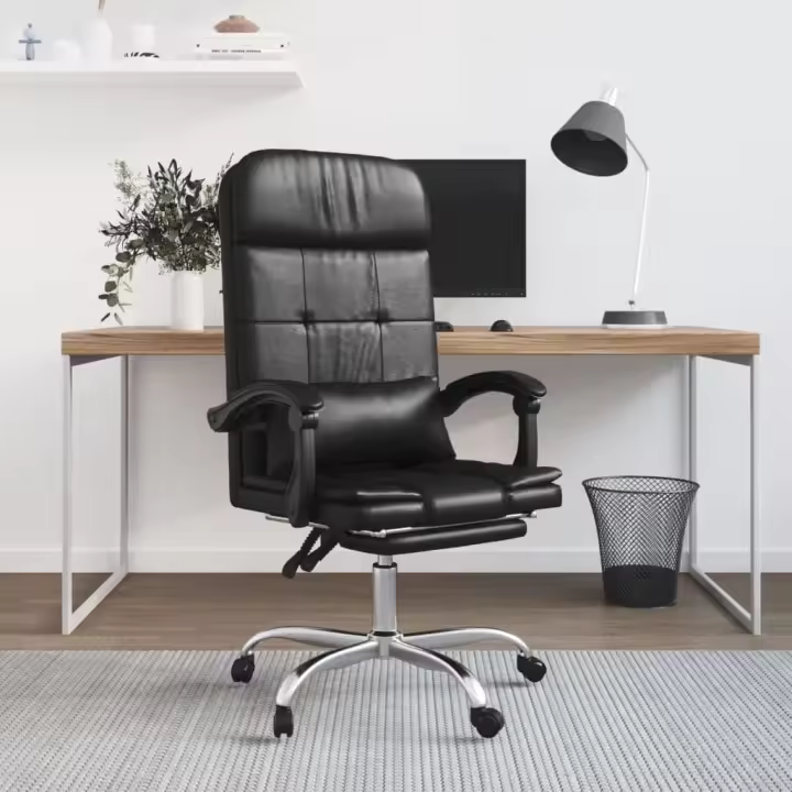 vidaXL Silla de oficina reclinable masaje cuero sintético en color Blanco/Negro/Rosa | cómodas modernas ergonómicas para comedor cocina salón hogar - 1