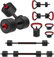 Juego de mancuernas ajustables, conjunto de mancuernas con tapón, juego de mancuernas 4 en 1 para gimnasio en casa, mancuernas, Kettlebells, soporte de tracción, equipo de fitness - details 0