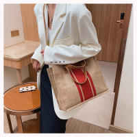 Bolso De Mano De Lona Simple Con Rayas Para Mujer Gran Capacidad Casual Bolso De Hombro Y Cruzado Con Asa Superior - details 20