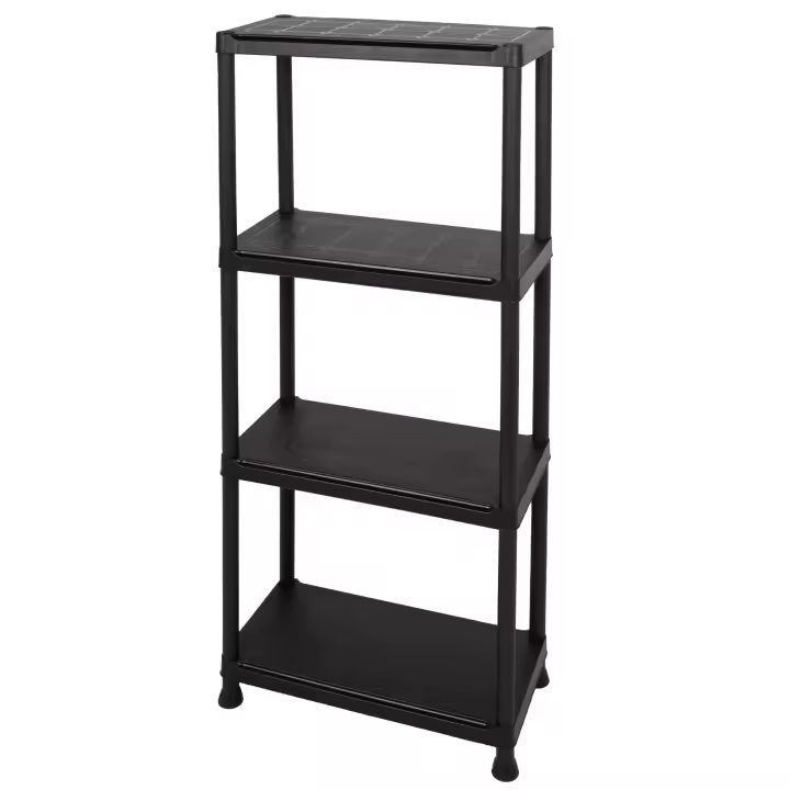 Curver - Estantería almacenaje, 90% plástico reciclado, color negro, fácil montaje sin herramientas, estable y resistente, almacenamiento ampliable, multiusos, variedad de medidas, ideal para trasteros, garajes, patios o balcones - 1