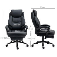 Vinsetto Silla de Oficina Ergonómica Silla de Escritorio Ajustable en Altura con Respaldo Inclinable hasta 130° Función Basculante y Resposapiés Retráctil Acero 73x66x112-118 cm Negro - details 2