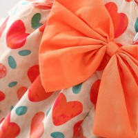 Vestido De Verano Para Bebé Niña Con Estampado De Amor Y Lazo En Algodón Vestido De Fiesta Con Mangas Flounce Estilo Coreano - details 9