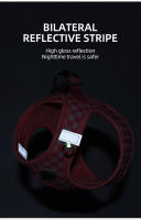 Harnés De Gatos Festivo Con Estampado De Gingham Transpirable De Poliéster Con Hebjes Metálicos Y Tirantes Reflectantes Para Caminatas Seguras - details 3