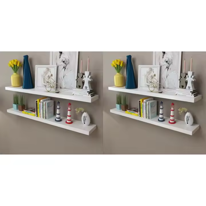 Estantes de pared 4 unidades blanco 120 cm - 1