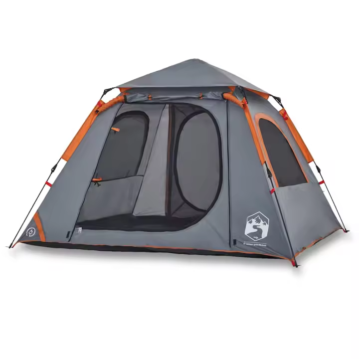 vidaXL Tienda de campaña iglú 4 personas apertura rápida gris/naranja - 1