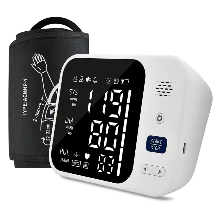 Tensiómetro de Brazo digital, Medicina precise de la presión arterial y el Pulse, validado clinicamente, Medidor Automático De Prensa Arterial Para La Parte Superior Del Brazo, large LCD pantalla, Voz En Ingles - 1