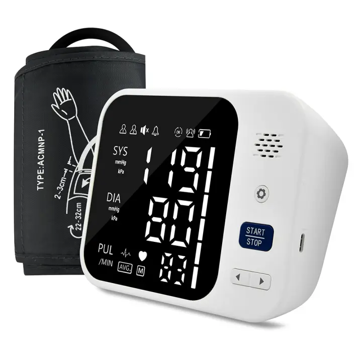 Tensiómetro de Brazo digital, Medicina precise de la presión arterial y el Pulse, validado clinicamente, Medidor Automático De Prensa Arterial Para La Parte Superior Del Brazo, large LCD pantalla, Voz En Ingles - 1