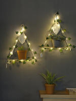 Estante Flotante De Madera Con Decoración De Hoja LED Para Decoración Del Habitáculo Estilo Bohemio Estante De Pared Para Sala De Estar - details 66