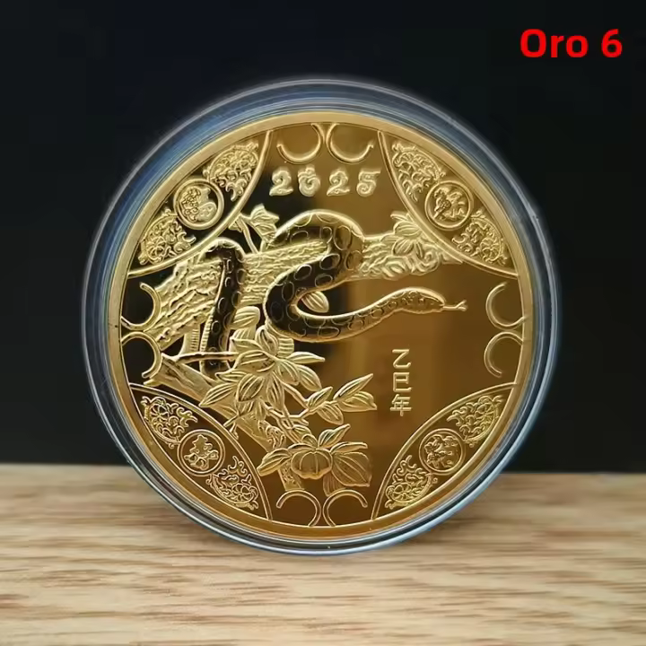 Monedas Commemorativas De Año Nuevo 2025 Serpiente Zodiac Chino Medallas De Alivio 3D Coleccionables Monedas No Monetarias Material Metálico Producidas En China - 1