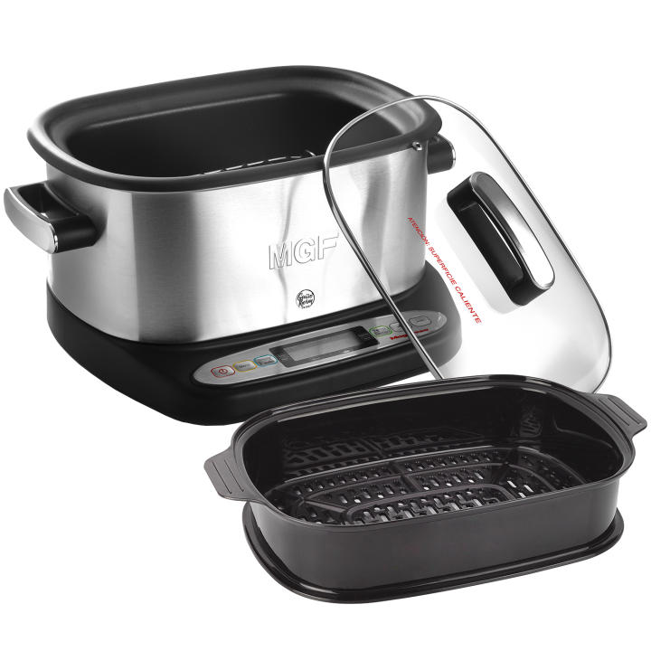 MAGEFESA GUISOTHERM INOX Olla Eléctrica de Cocción Lenta Multifunción de 1250W y 6L, Recipiente Extraíble Antiadherente