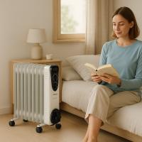 Radiador de aceite Jocca 1500W, 2000W o 2500W con 7, 9 u 11 elementos. Termostato regulable, 3 niveles de calor, protección sobrecalentamiento y antivuelco, diseño compacto con ruedas y asa, silencioso. Calor eficiente y portátil. Color gris. - details 1