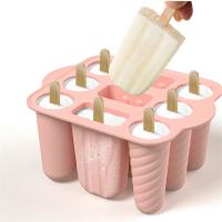 Molde De Helado De Silicona De Grado Alimenticio Con Palitos De Madera 9 Cavidades Para Hacer Popsicles Herramienta De Cocina Para El Verano - details 12