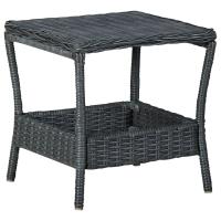 vidaXL Mesa de jardín ratán sintético 45x45x46,5 cm en color Marrón/Gris oscuro | estructura resistente ideal para salón dormitorio o estudio - details 1