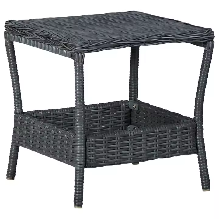 vidaXL Mesa de jardín ratán sintético 45x45x46,5 cm en color Marrón/Gris oscuro | estructura resistente ideal para salón dormitorio o estudio - 1