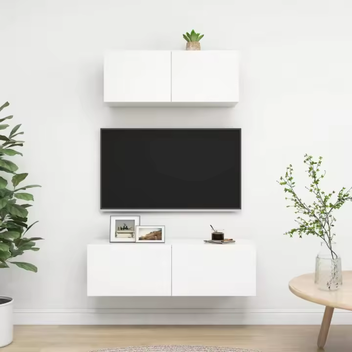 Set de muebles de salón TV 2 piezas madera de ingeniería blanco - 1