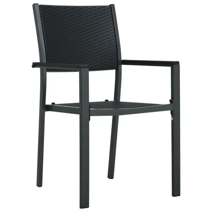 Sillas de Jardín 4 Unidades de plástico con aspecto de traqueteo Negro - 1