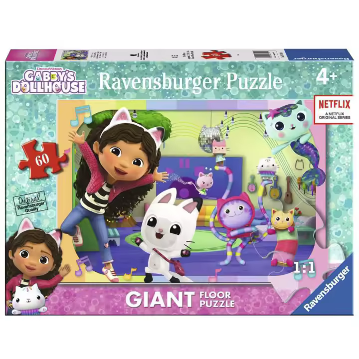 RAVENSBURGER PUZLE GIGANTE DE MÚSICA EN LA CASA DE MUÑECAS DE GABBY 60 PIEZAS, 03180, TIENDA CON LICENCIA OFICIAL - 1