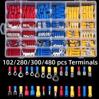 Kit Comprehensivo De Terminales Eléctricos 102/280/300/480pcs Conectores Duros Aislados De Juego De Terminales De Punta Y Anillo Eficientes Para Cableado - details 0
