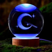 1 PC Bola De Cristal Lunar 3D Láser Grabado Luz Nocturna De Color Regalo Para Familia Colegas Sala De Estar Dormitorio Decoración De Hogar - details 3