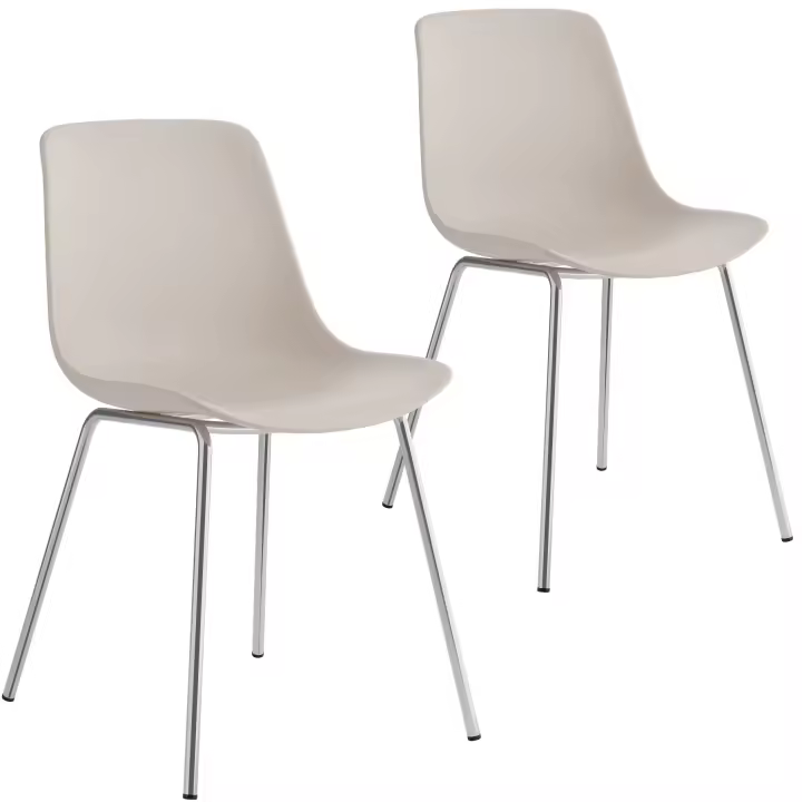 Tectake - Juego de sillas de comedor de plástico MAVE 46 x 55 x 80,5 cm, Material resistente, Diseño ergonómico, Patas de acero, Respaldo alto, Set de sillas para salón, comedor o cocina, Montaje rápido, Soporta hasta 120 kg - 1