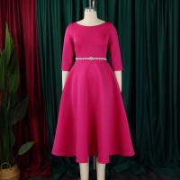 Vestido De Lujo Para Mujer Con Cuello Redondo Manga Larga Cinturado A-Linea Hasta El Tobillo Elegante Vestido De Cumpleaños - details 14
