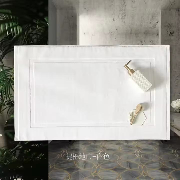 Toalla De Piso Blanca Espesa De Algodón 100% Absorbente Y No Esmerilada Para SPA Y Baño En Casa Y Hotel Con Técnica Jacquard Antideslizante - 1